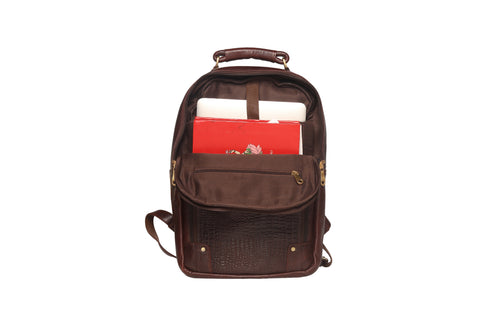 TLS LuxeCroco Brown Leather Backpack