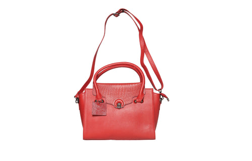 TLS Royal Red Leather Luxe Handbag for Women
