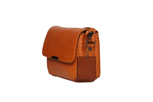TLS Croco Tan Leather Sling Bag