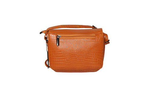 TLS Croco Tan Leather Sling Bag