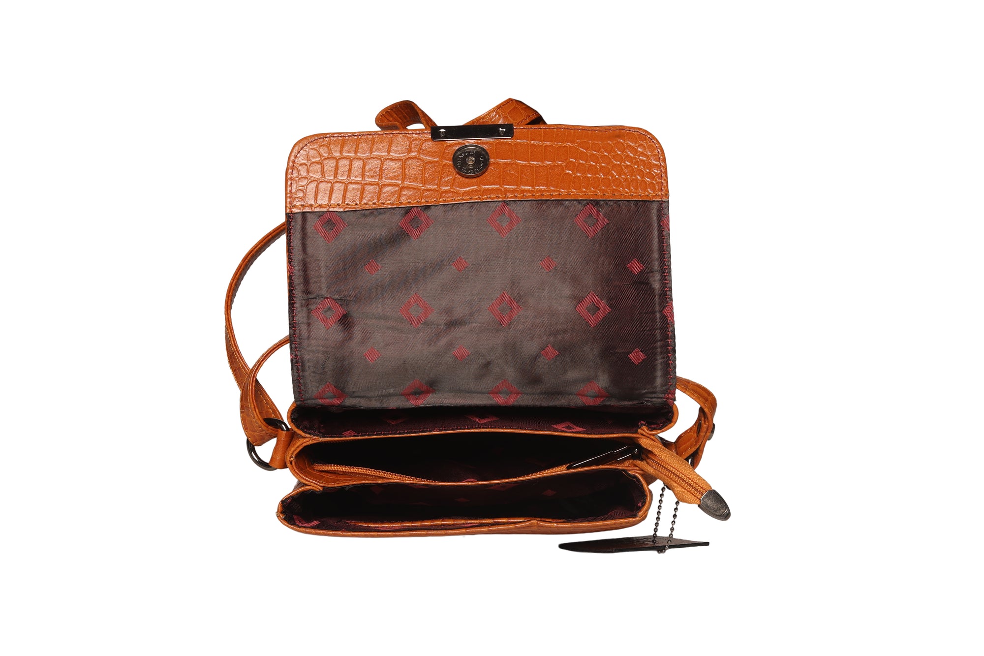 TLS Croco Tan Leather Sling Bag